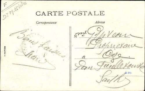 Postcard 1910 Baugé Maine et Loire, rue Basse & rue Victor Hugo, Café, Residents - Picture 2 of 2