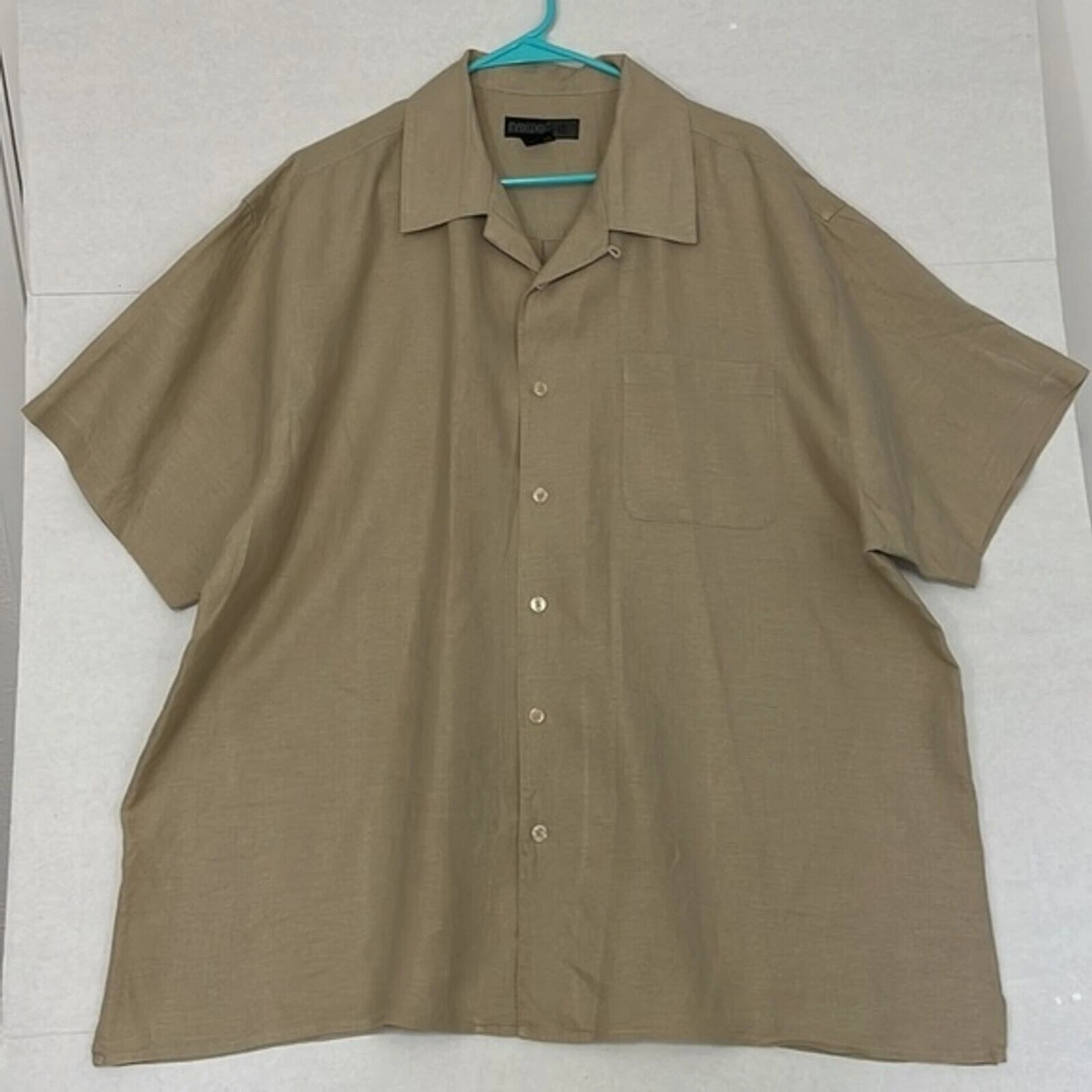 Maxwell & Co. Linen Shirt, Short Sleeves, Tan, XXL