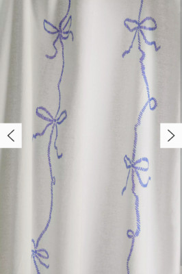 Urban Outfitters Lacey Blue Bows Shower Curtain With Ties 72 x 72 New 