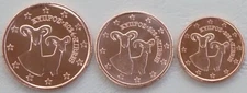 1+2+5 Cent Kursmünzen Zypern 2024 unz.