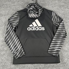 Adidas Sweatshirt Boys Youth Size Large 14/16 Black Long Sleeve Hoodie Active