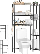 Over the Toilet Storage Shelf - Bathroom Organizer Rack with 7-Tier Shelves, Adj