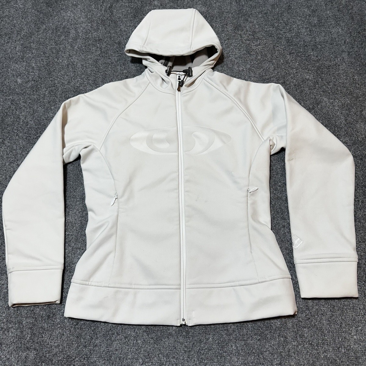 Salomon フード付きジャケットホワイト　M Salomon Jacket Womens Small White Hooded Full Zip Hand