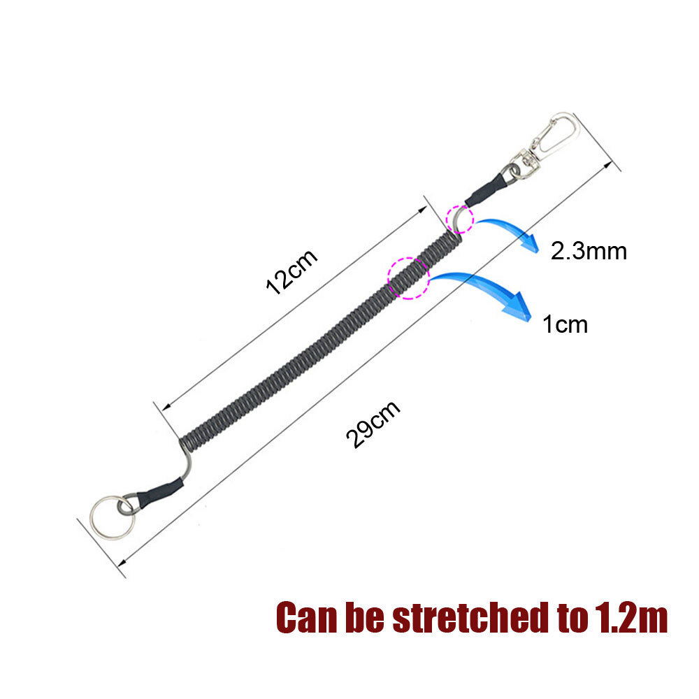 Wire Spring Cord Strap Keychain Elastic Key Holder Lanyard Fishing