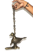 Old Brass Handcrafted Solid Bird Figurine Hanging Oil Lamp With Chain 10702