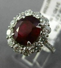 LARGE GIA 5.60CT DIAMOND & AAA RUBY PLATINUM 3D PRINCESS DIANA ENGAGEMENT RING