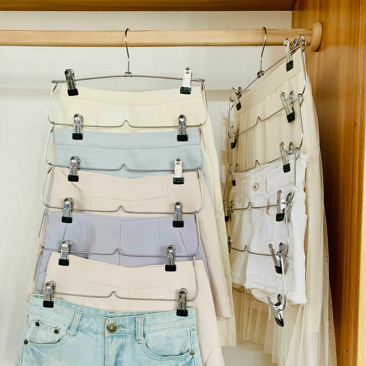 Clothes Pants Trouser Scarf Hanger Multi Layer Storage Rack Closet Space Saving