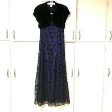 Vtg Betsy  Adam Evening Holiday Prom 6P Dress Molly Mallow S Jacket Rhinestones