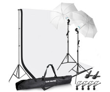 Photography Photo Video Studio Background Stand Support Kit w/2 Muslin Backdrops