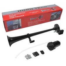 150db 12V Black Super Loud Single Trumpet Air Horn Kit Truck Lorry Boat Train UK