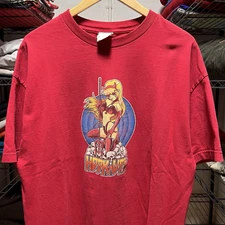 Vintage 2000s Hook Ups Skateboards T-Shirt Red Anime Girl Skater Tee