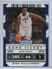 Zion Williamson 20/21 Panini Contenders Game Ticket Green-Blue Foil Explosion