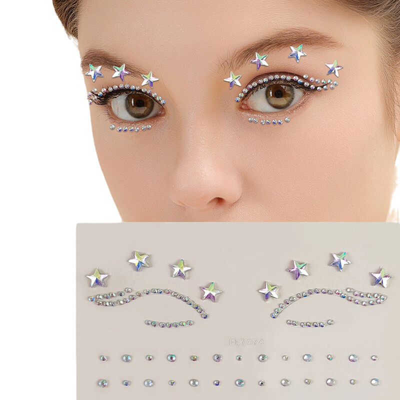 3D Rhinestone Sticker Eyes Face Decoration Stickers Ball Party Makeup