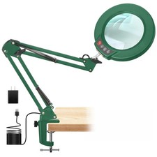 Seylae 10X Magnifying Glass with Light and Clamp Real Glass Lens Lighted Magnifi