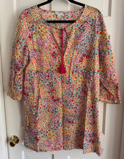 J.Crew Women Size M Floral Print Tassel Tie Tunic Dress swim cover  NEW