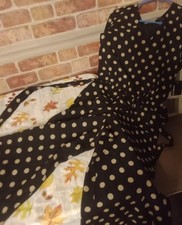 Elegant black  beige polka dot V-neck back zipper jumpsuit for women: size M