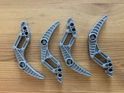 Lego Parts Lot (4) Pearl Light Gray Bionicle Visorak Fang w 2 Pin Holes No 50914