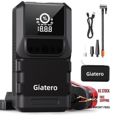 Q13 6000A Portable Car Jump Starter with Air Compressor 150PSI, Car Black