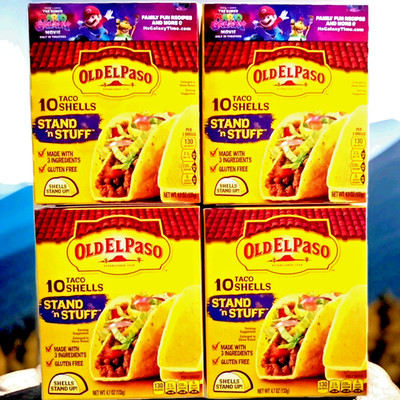 Old El Paso Stand n Stuff Taco Shells Gluten Free, 10 Count 133g Box Tops 4 Pack