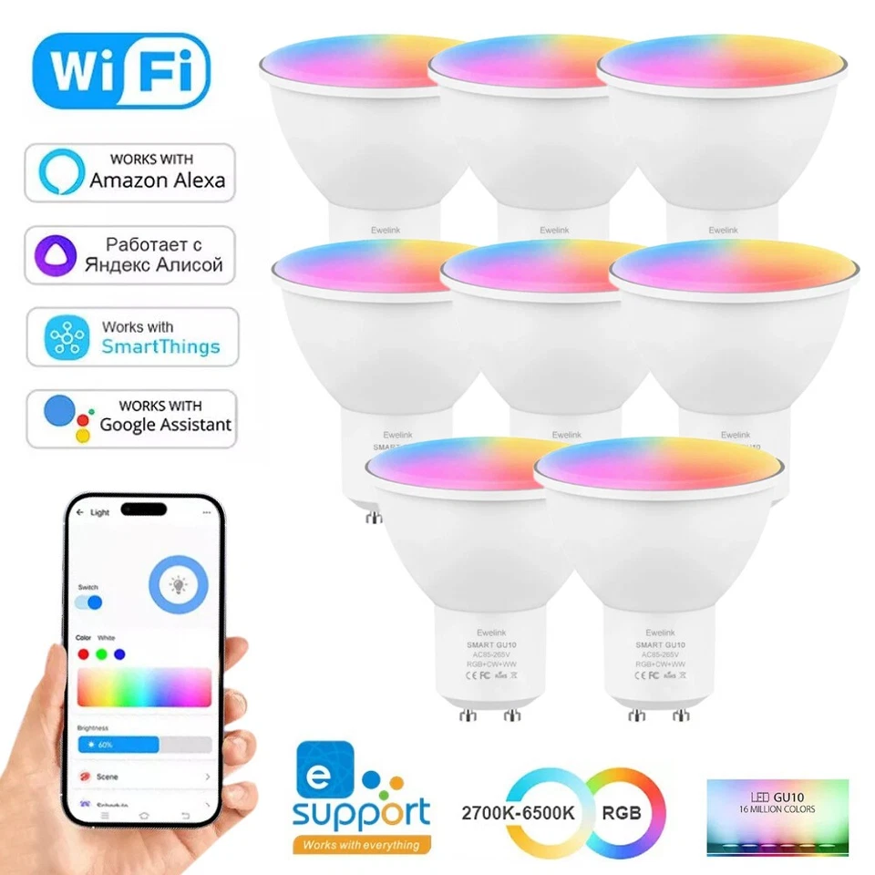 Zigbee LED Smart WiFi Bulb Dimmable GU10 Light Bulbs RGB for Alexa Google Home DE - Image 2 of 4