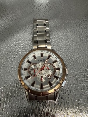 WEIDE Silver Gold Stainless Steel Analog Sport Tachymeter Baton Index Wristwatch