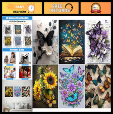 6 Pack Butterfly Diamond Art Kits - 5D DIY Round Full Drill Paintings for Home D