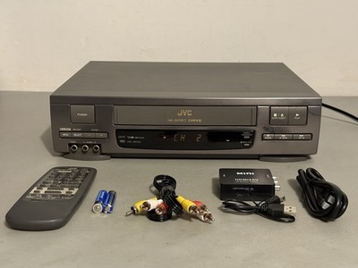 JVC VCR VHS Player 4-Head Hi-Fi Remote + HDMI Converter + Cables Serviced