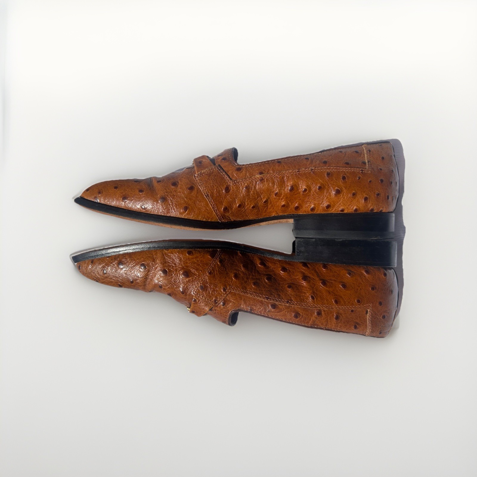 Vintage Brown Ostrich Leather Horsebit Loafers / Men’s 10 / Giorgio Brutini