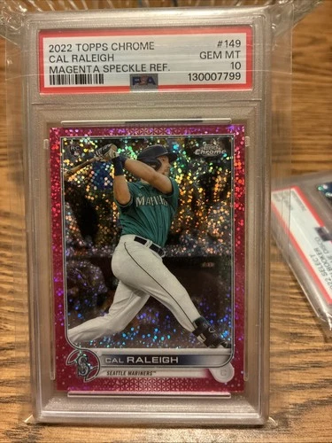2022 Topps Chrome - Cal Raleigh #149 Magenta Speckle Refractor /350 (RC) Psa 10