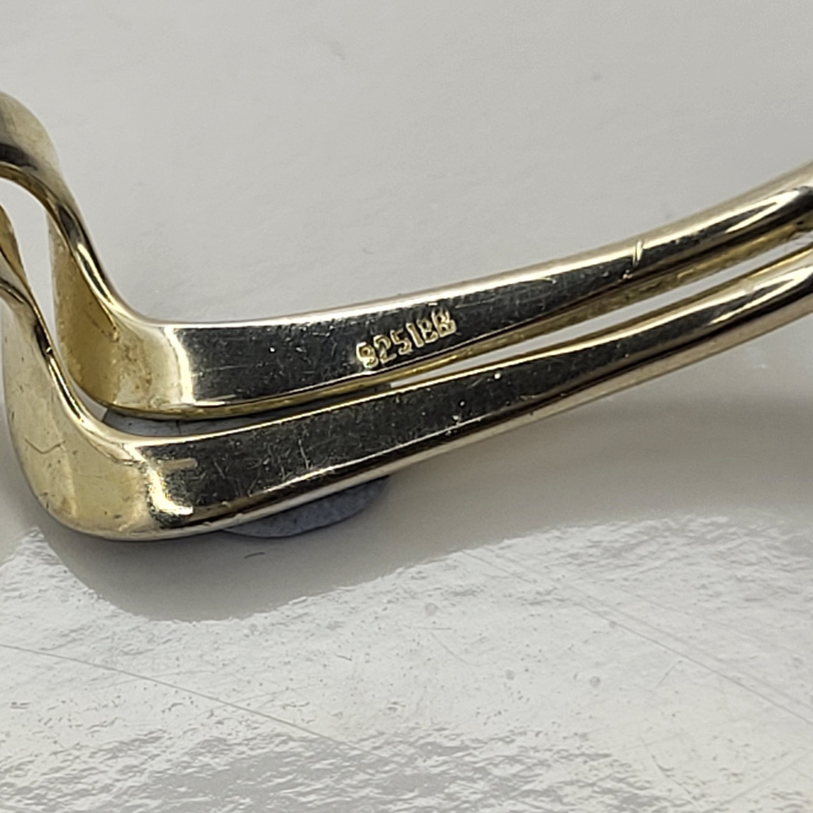 Solid Sterling Silver Double Wave Cuff Bangle Hal… - image 8