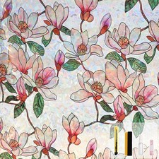 Stained Glass Window Privacy Film Floral 17.5x78.7
