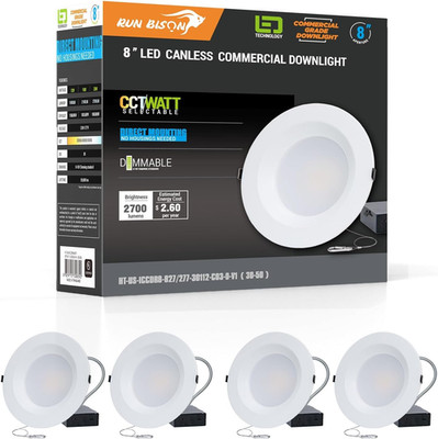 8'' LED Recessed Downlight 4-Pack, 16/21/27W, 3 Color Options, Dimmable