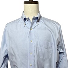 Brooks Brothers Dress Shirt Mens 16.5 Large Blue Plaid Long Sleeve Button Down