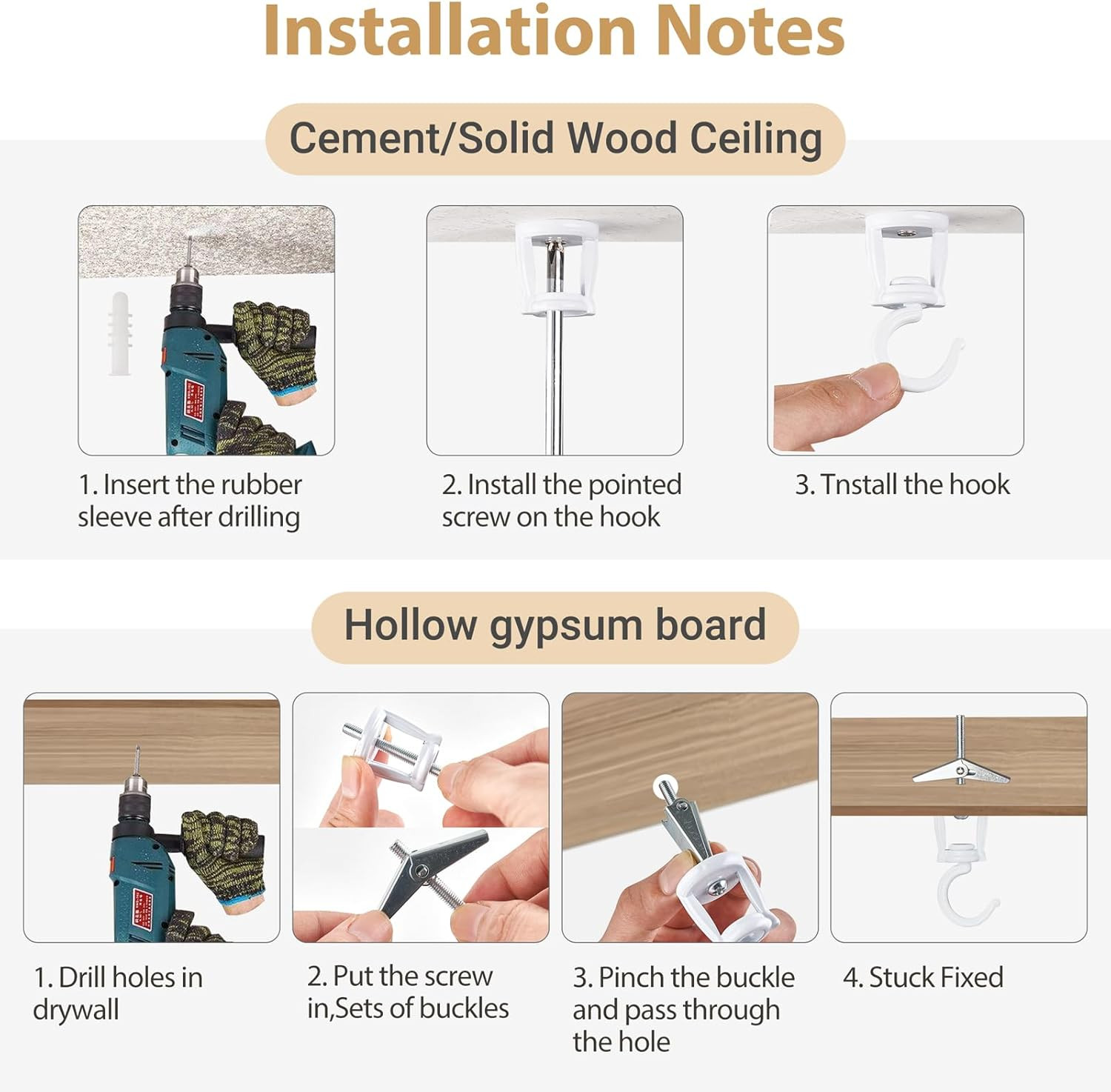 Ceiling Hooks for Hanging Plants, Heavy Duty Metal Plant Hanger for Drop Ceil...