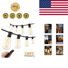 120FT LED Outdoor String Lights with Remote, Patio Lights Outdoor Waterproof ...