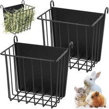 2PCS Rabbit Hay Rack with Heavy-Duty Metal Frame Rabbit Hay Holder for Cage