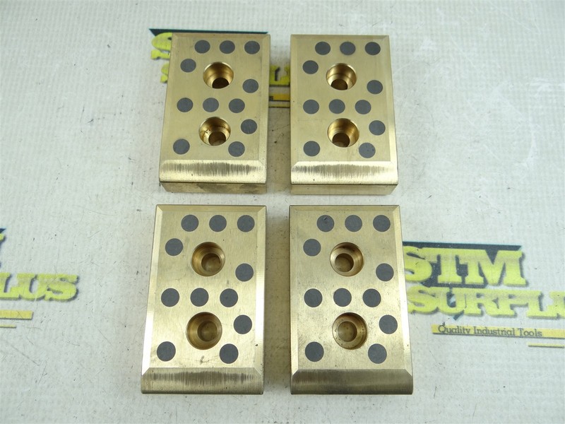 LOT OF 4 SELF-LUBRICATING BRONZE & GRAPHITE SLIDE PLATES 3" X 2" X 3/4"