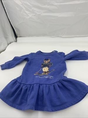 Polo Bear By Ralph Lauren Baby 9m Blue Ski Dress Winter Long Sleeve BZ