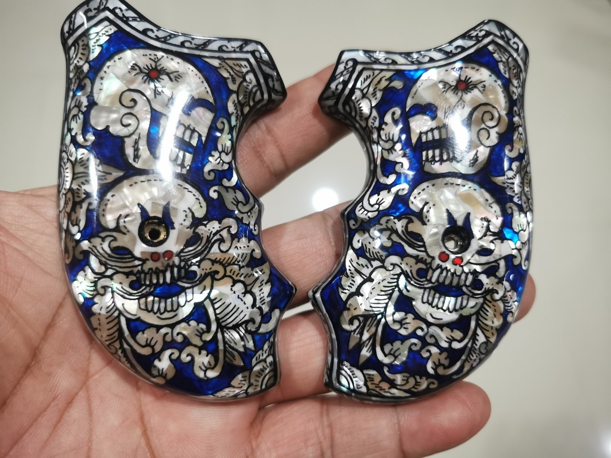 Black Mother Of Pearl Polymer Grips For Smith & Wesson J Frame Revolvers - Stunning Luster & Premium Fit