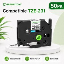 50x TZe-231 TZ-231 TZe Tape 12mm 0.47in Black/White for P-Touch PT-H110 PT-D400