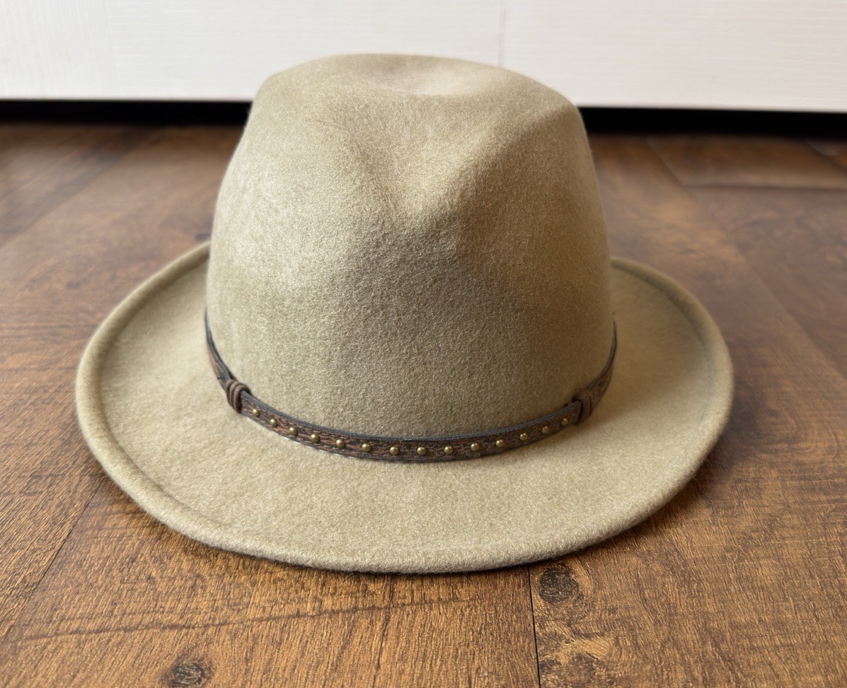 YELLOW 108 Classic Wide-Brim Felt Fedora in Warm Brown sz S Yellow 108 Hat | eBay main image 2