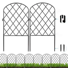 Decorative Garden Small Fence 10 Pack,10 Ft (L) X 24 in (H) Black Mesh Rustpr...
