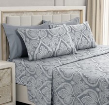 Lux Decor Collection Bed Sheets-6 Pc King Size Sheets-1800 Thread Count Brushed