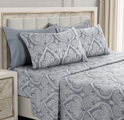 Lux Decor Collection Bed Sheets-6 Pc King Size Sheets-1800 Thread Count Brushed