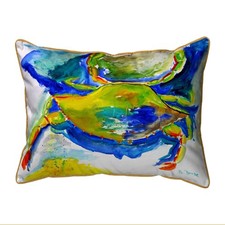 Betsy Drake Blue Yellow Crab Extra Large Zippered Pillow 20x24
