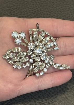 Signed Austria Designer Clear Rhinestones Pendant For Necklace - GLAMOROUS!!