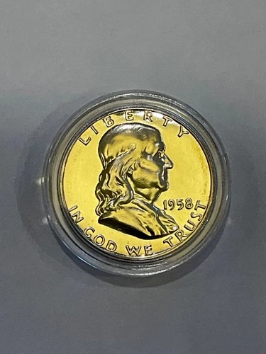 1958 proof franklin half dollar, mirror finish, 90% silver