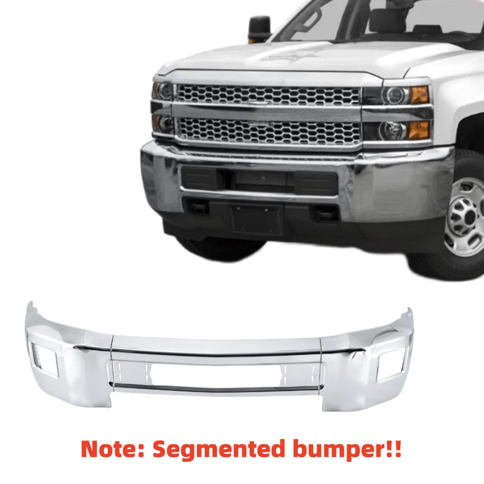 Front Bumper For 2015-2019 Chevy Silverado 2500 HD Chrome With Fog Light Holes - Image 2 of 4
