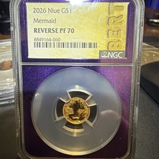 2026 Niue 1 Gram Gold Mermaid Sea Reverse Proof NGC PR70 22KT Gold