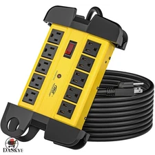10-Outlet Heavy Duty Power Strip with 15ft Cord & 2800 Joules - Ideal for Hom...